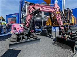 LiuGong’s 909ECR mini excavator stood out thanks to a pink Bauhinia blossom decal – a tribute to the Chinese OEM’s hometown of Liuzhou, Guangxi province