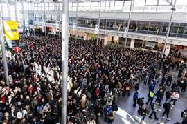 A throng of visitors waiting for the gates to open at Bauma 2025. Bauma’s organisers Messe München said around 600,000 attended across the five days of the exhibition. 