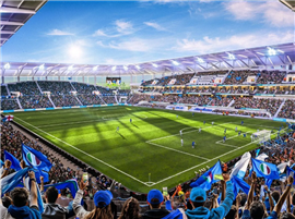 An internal view of the planned new stadium in Venice, Italy