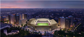 Uma renderização digital de como ficará o novo estádio do Luton Town FC no Power Court (Imagem cortesia do Luton Town FC)