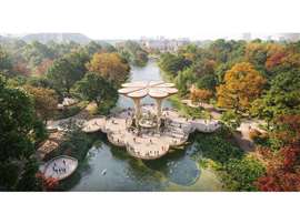 Heatherwick Studio's design for the Queen Elizabeth Memorial features an arragement of lily pads