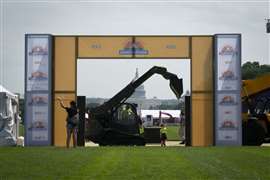 The JCB booth with the US Capitol at the 2025 Celebration of Construction AEM event hosted at the National Mall in Washington D.C., US. Image courtesy US Department of Agriculture