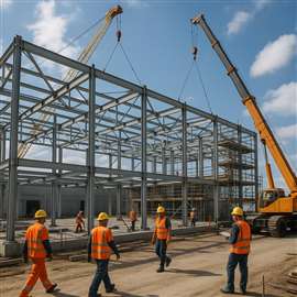 Image générée par l'IA d'ouvriers du bâtiment sur le chantier d'un centre de données. Image créée par Chatbox AI. Image : Chatbox