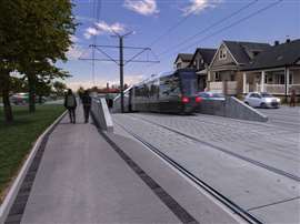 A digital render of the Hamilton LRT