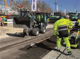 The Amman roadworks booth at Bauma 2025 in Munich, Germany, held in early April. (Image: Mitchell Keller)