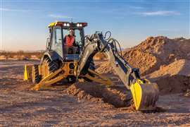A John Deere 320 P-Tier backhoe. (Image: John Deere)