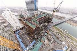 Work is taking place on the DC Tower 2 in Vienna, Austria, that will be 174m tall when completed
