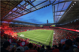 Renders del futuro estadio del Chicago Fire FC. Imagen cortesía del Chicago Fire FC.