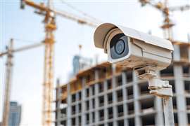 Security camera monitoring construction site. Ensuring safety, preventing theft, and providing oversight of construction projects.