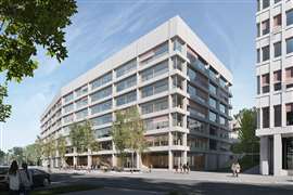 Render of a new medical research and training centre at the University of Bern’s Inselareal site. Image: Bau and Verkehrsdirektion des Kantons Bern