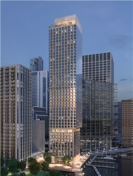 Representación de una nueva torre proyectada para el barrio de Wood Wharf en Canary Wharf, Londres, Reino Unido. Imagen cortesía de Canary Wharf.