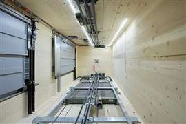 Schindler's timber elevator shaft solution, which is being rolled out across 25 schools in Berlin. Image: Schindler