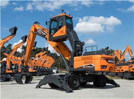 Il nuovo movimentatore di materiali gommato DX270WMH-7 di Develon (immagine per gentile concessione di Develon)