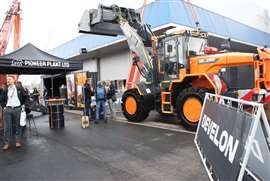 Develon's new-to-the-UK D280 waste handler on display at the Resource & Waste Management show. Image: Develon