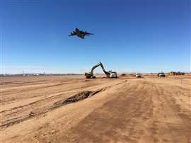 Arizona-based civil general contractor Pulice, a FlatironDragados company, has won a $27 million construction manager at risk (CMAR) contract to deliver phase two of the runway 12R-30L reconstruction project at Mesa Gateway Airport in Mesa, Arizona, USA. The total value of the first and second project phases exceeds $46 million. (Image courtesy of Pulice).