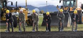Members of the US Air Force and Army take part in a ceremonial groundbreaking for a joint training facility in Alaska, US. Image: US Army Corps of Engineers