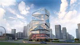 A rendering of the crypto tower in Dubai