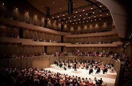 Una representación digital del auditorio de 1000 asientos en el Centro Dunard