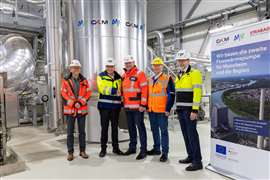 De izquierda a derecha: Thomas Büchner, director general de STRABAG Umwelttechnik; Dr. Gabriël Clemens, director general de MVV; Christian Sadleder, Strabag Austria, jefe de infraestructura energética; Thomas Hörtinger, director tecnológico de GKM; Dr. Hansjörg Roll, director tecnológico de MVV