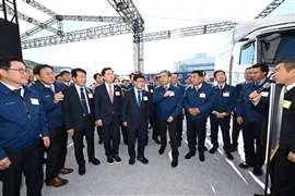 A groundbreaking ceremony at the Hyundai Motor hydrogen fuel cell production facility in South Korea (Image courtesy of Hyundai)