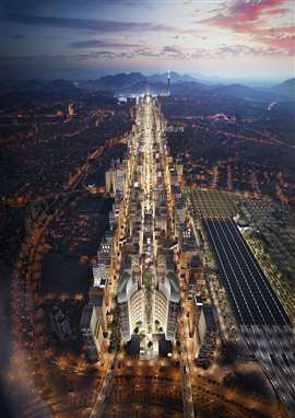 A digital illustration of the Masar project in Saudi Arabia 