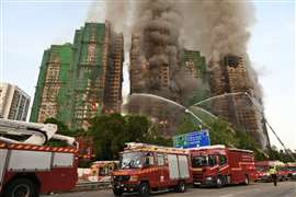 Vista general del gran incendio en el Tribunal Wang Fuk de Tai Po el 26 de noviembre de 2025 en Hong Kong. (Crédito de la imagen: Kobe Li/Nexpher Images vía ZUMA Press Wire)