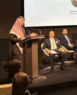 Mr Mohammed Alajlan, chairman of the Saudi Contractors Authority (SCA), speaking at the CICA annual conference in Paris, France (Image courtesy of CICA)