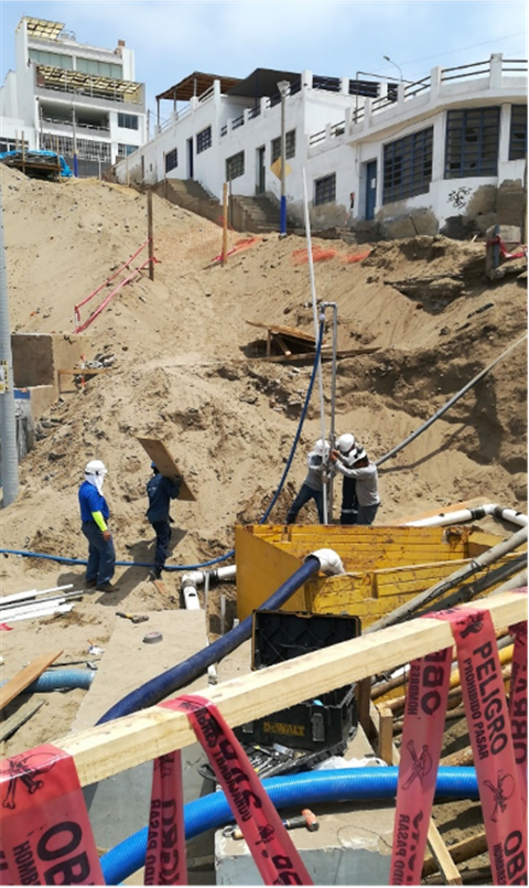 Sistema Wellpoint de Thompson Pump operando en Perú