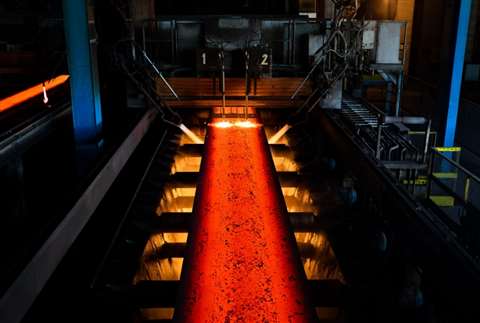 A steel slab being manufactured in Brazil