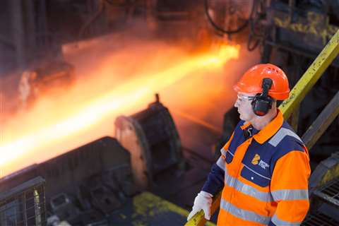 Steel being made at British Steel's Skinningrove site
