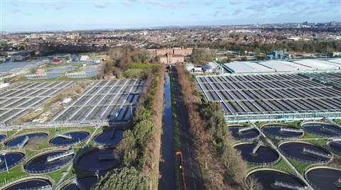 Aerial view of Mogden STW in West London