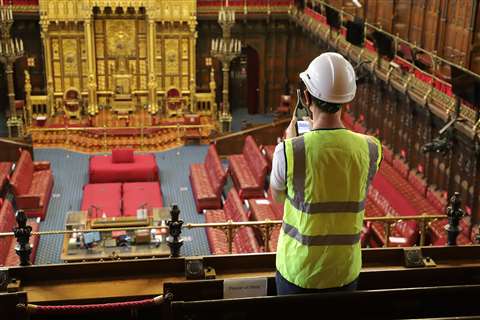 Experts conduct survey at Houses of Parliament in the UK