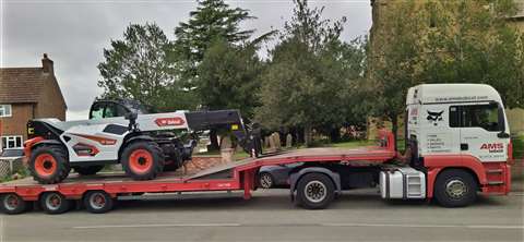 Bobcat T41.140SLP telehandler on a trailer