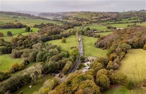 Aerial view of a road network in the UK