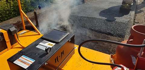 VolkerHighways infrared road repair machine at work