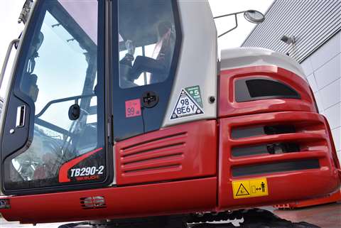 A Takeuchi excavator displaing  its CESAR ECV label