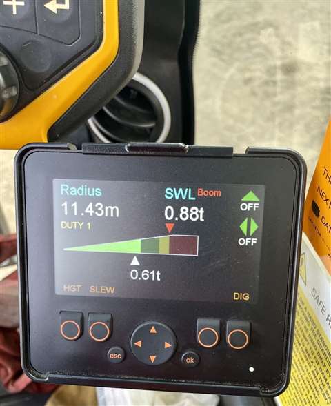 Close up on an Xwatch in-cab control screen