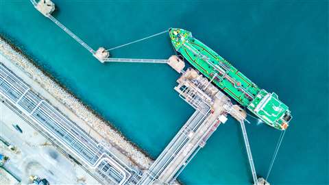 An LNG terminal seen from above