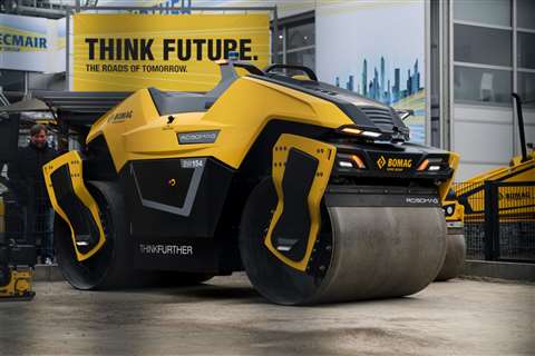 El rodillo tándem autónomo Robomag BW154 de Bomag fue presentado por primera vez en Bauma 2019. (Foto: Bauma)