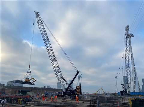 crawler cranes on the skyline