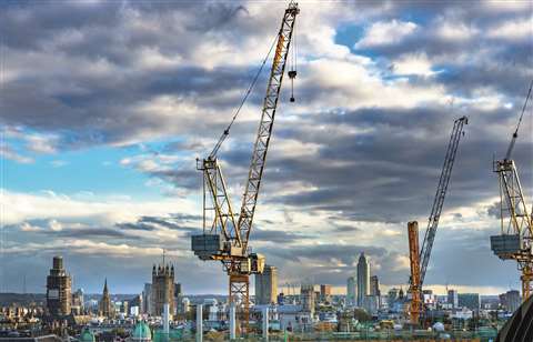 Landscape view of construction cranes