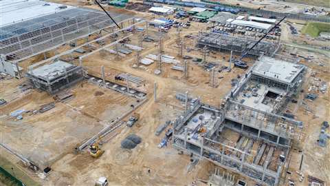 Aerial shot of a construction site