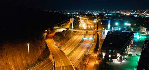 A motorway at night