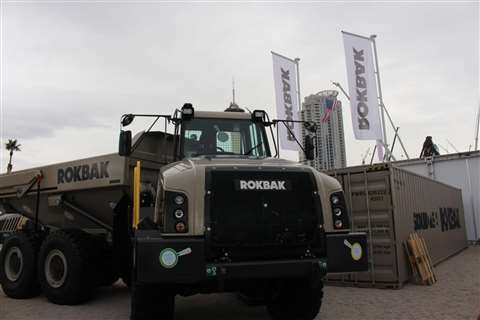 A Rokbak articulated hauler on dispaly at ConExpo