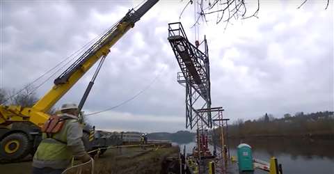 Construction work on the NECEC transmission line
