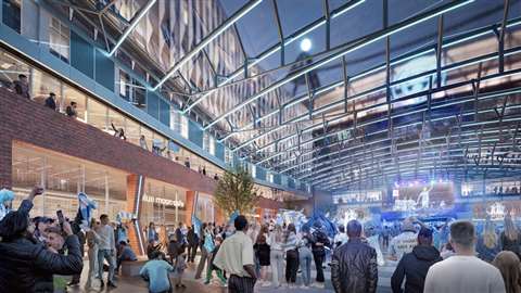 A view of the coverd 'City Square' fan zone