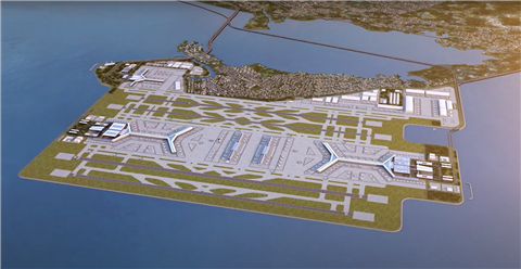 A digital rendering of Sangley Point International Airport