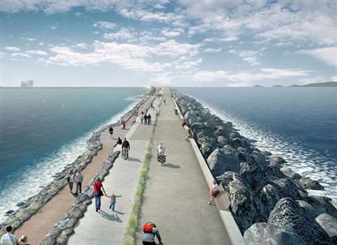 An artist's impression of part of the Swansea Bay Tidal Lagoon