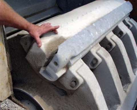 A broken end on a blow bar results in damage to the rotor. Inspecting the rotor and bars before each