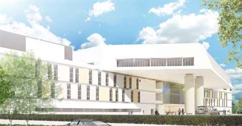 An impression of the under-construction hospital in Taranto, Italy